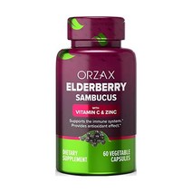 ORZAX 엘더베리 캡슐 2000mg 삼부쿠스 면역지원 을 아연과 비타민C가 함유 엘더베리 블랙 엘더베리가 강력한 항산화제 무유제품 60개의 야채 캡슐(60일)BGSL