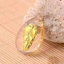 윙윙쇼핑 공예 24K 99.99% 옐로우 골드 금 인공 크리스탈 목걸이 순금 기념 부모님 선물 100일 결혼 패션 황금 펜던트 남여공용 수집품 투자 생일 Gold 수정