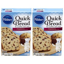 Pillsbury Cranberry Quick Bread & Muffin Mix 필스버리 홈베이킹 크랜베리빵 퀵브레드 & 머핀 믹스 15.6oz(442g) 2팩, 1개