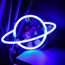 네온사인 나래바 아이방 가게 인테리어 led 네온 사인 빛 크리스마스 장식 달 행성 네온 램프 사진 소품 밤 빛 기호 벽 네온 입술 조명, 푸른 행성