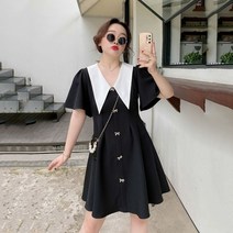 SJW 여성 여름 미니원피스 롱원피스 레이스 빅카라 퍼프 슬림핏 반팔원피스 러블리 빅사이즈 M~5XL