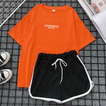 빅사이즈 여성의류 여름 뚱뚱함 이쁜이 MM 캐쥬얼 트레이닝set 와이드 루즈핏 슬림핏 반바지투피스
