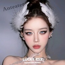 [Anteater]댄스 공연 머리장식 무대 머리띠 여성용 깃털 헤어 액세서리 헤어핀 ru719XJ9