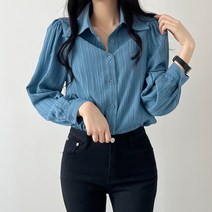 어자 여성 플리츠 주름 긴팔 셔츠 남방 블라우스