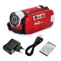 디지털 캠코더 720P 풀 HD 16MP DV 비디오 카메라 회전 스크린 16X 야간 촬영 줌, red-eu 플러그, 레드-EU 플러그