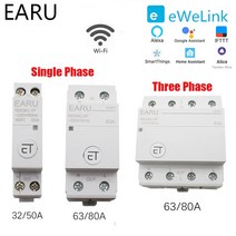 와이파이 회로 차단기 1P 2P 4P 시간 타이머 스위치 릴레이 스마트 홈 하우스 원격 제어 음성 제어 아마존, Single phase, 32A, 01 Single phase_01 32A