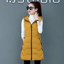 AMlisa 여성경량패딩 가을 겨울 여성의 긴 패딩 조끼 자켓 캐주얼 후드 숙녀 양복 조끼 지퍼와 포켓이있는 민소매 조끼 빅사이즈여성복(M-5XL)