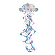 반짝이는 무지개 빛깔의 매달려 벌집 해파리 장식 DIY 종이 랜턴 부동 무지개 펜던트 바다 파티 장식