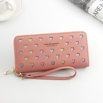 DFMEI 여성지갑 대용량 펀칭 하트지퍼 모바일 클러치 여성장지갑