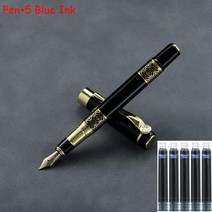 클래식 디자인 로즈 우드 금속 잉크 만년필 비즈니스 남성 필기구 선물 펜 2 개 구매 보내기, [20] Pen 5 Blue Ink