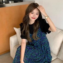 파티드레스 복고풍 퍼스트 러브 드레스 여성용 세련된 하이 웨이스트 서스펜더 스커트 시크 중