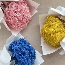 진심이라는 꽃말을 가진 오래볼 수 있는 프리저브드 수국 꽃다발, 옐로우