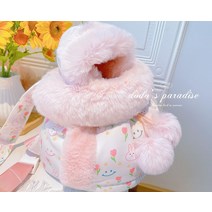 대형견 유모차 개모차 웨건 애완동물 고양이 개 캐리어 테디 요크 큰 모피 칼라 나들이 가슴 두꺼운 보온 액세서리, 12.New Pink collar - Increase