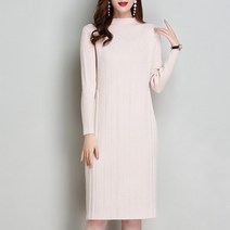 니트원피스 솔리드 무지 풀오버 후드 스웨터 여성 겨울 가을 하프기장 반폴라 허리보정 무릎넘어 점프슈트 1183043580