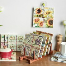 예쁜디자인 프린팅 도자기 사각 타일 냄비받침대 16종, 냄비받침 올리브 20x20 B