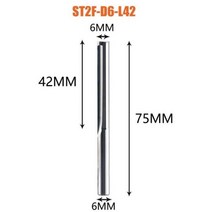 Dreanique-3.175mm 4mm 6mm 8mm 생크 2 플루트 텅스텐 카바이드 엔드밀 CNC 라우터 비트 스트레이트 슬롯 밀링 커터, ST2F-D6.0-L42