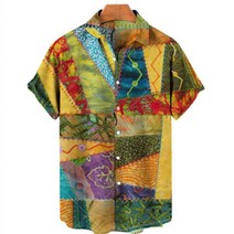 캐쥬얼셔츠 2022 남자 하와이안 셔츠 코코 트리 프린트 반팔 탑스 옷깃 셔츠 싱글 버튼 남자 비치 캐주얼 셔츠 5XL