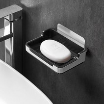 자석비누홀더 화장실 가정용 벽걸이형 펀칭불필요 흡착판 북유럽스타일의 아이디어 이중 w물빠짐 세탁 비누받침대 비누케이스, T01-J58-존귀블랙(1개)