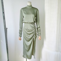 필리핀 여성 주름 원피스 포인트 퀄팅 방콕 비치룩 파티 하늘하늘한 허리끈 골덴 옷차림