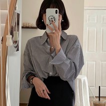 올플래닛 여성 스트라이프 오버핏 셔츠