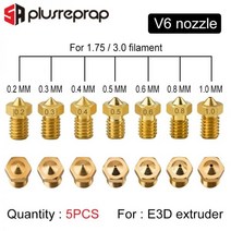 5 또는 12PCS E3DV6 스레드 노즐 황동 0.2 0.3 0.4 0.5 0.6 0.8 1.0mm 1.75 3.0mm 필라멘트 V5 V6 Hotend 압출기 3D, [06] 0.5mm, [03] 12PCS for 1.75mm