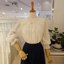 미엘로 MM44BL101 프릴브이넥리본블라우스