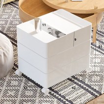 이동 수납트롤리 다용도 화장대 정리함 장난감보관 회전, 다섯 개, 3단 수납장-화이트