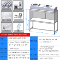크린 부스 정전기 방지 메인보드 그래픽카드 작업 DIY, 1800x620x1450mm