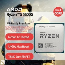 AMD Ryzen 5 5600G 3.9GHz 6 코어 12 스레드 65W CPU 프로세서 L3 = 16M 100-000000252 소켓 팬 미포함, 한개옵션0