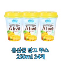 덴마크 테이크 얼라이브 망고 주스 250ml 24개 유산균 쥬스 쥬시 식이섬유 mango 과일 과즙 과육 주시 어른용 어린이용 건강 오랜지 음료 음료수 비타민C 손님 접대용 제철