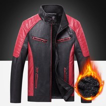 할리데이비슨 남성 가죽 자켓 오토바이 겨울 가을 양털 따뜻한 PU 바이커 빈티지 코트 캐주얼 패치 워크 슬림 2021, [04] XL, [01] red2