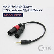 캐논 변환 케이블 Y형 30cm ST 3.5 3극 숫-CANON 숫x2 XLR 3P mic BT219 stereo 오디오 엠프 믹서 마이크 연결 선 단자 커넥터 잭 짹 컨넥터