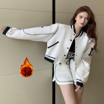 Momolatti 여성 봄가을 야구복 세트 코트 반바지 슈트