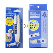 플러스 수정테이프 리필 WH-605R 10P 벨류팩+TUBE수정테이프1개 콤비상품 화이트수정테이프 리필, 블루, 1세트