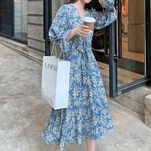 디커스텀 여성용 블루 안개초 원피스