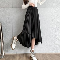 다이뻐 리틀깽스 밴딩 백화점퀄리티 핏이예쁜 데이트룩 하객패션 데일리 랩스타일 언발 주름 플리츠 롱스커트
