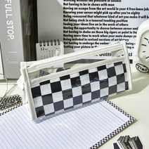 걸스코코 투명 체크 펜슬 파우치 필통 2COLOR, 1개, 화이트