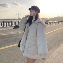 위위브렌 여성용 루즈핏 캐주얼 후드 주머니 점퍼 패딩