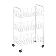 Rubbermaid 3단 선반 바퀴 오거나이저 와이어 조절 가능한 금속 보관 카트 사무실/주방/침실/세탁실 가정용, Storage Cart