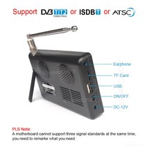 캠핑카TV 뒷좌석모니터 새로운 미니 휴대용 TV DVB-T2 디지털 아날로그 ATSC, 한개옵션0