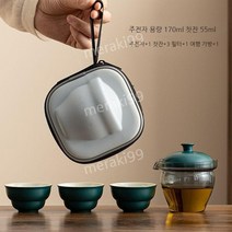 캠핑용 다도세트 다기세트 차세트 휴대용 3인용, C ( 주전자 1 + 컵 3)