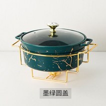 대리석 골드 패턴 북유럽 양손 세라믹 냄비 가정용 수프 냄비 그릇 식기 철 스탠드 및 캔들 홀더 CN 원산지, 초록