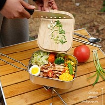 캠핑 코펠 반합 사각 멀티 라면 손잡이 군용반합 냄비 (파우치 포함), 캠핑코펠사각반합 2개