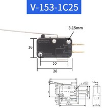 마이크로 스위치 여행 제한 V-15 V-152 V-153 V-154 V-155 V-156-1c25 10A250V, 04 V-153-1C25