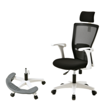 라온체어 보스200 의자 사무실 책상 컴퓨터 학생용 공부 메쉬 발받침 의자, 보스200_화이트프레임_블랙+발받침