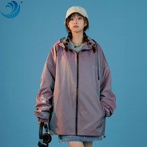 봄 가을 커플 후드 코트 여 루즈핏 카멜레온 컬러풀 트렌드 자켓 트레이닝 점퍼
