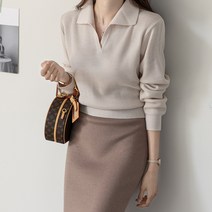 바이단미 여성용 긴팔 기본 스웨터 베이직 카라 니트