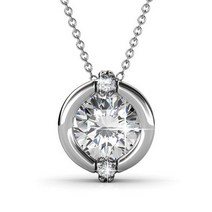 Cate Chloe Zara 18k 화이트 골드 체인 펜던트 목걸이 크리스탈이 있는 아름다운 클래식 스파클링 라운드 다이아몬드 컷 솔리테어