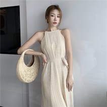 쉬폰 민소매 미니 빅사이즈비치원피스 소프트 제주도 커버업 드레스 호캉스 등파임 플라워, S, 베이지