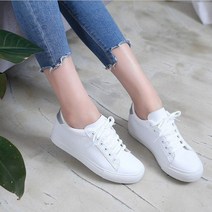 완우유통 5cm 키높이 가죽 화이트 여성 스니커즈
